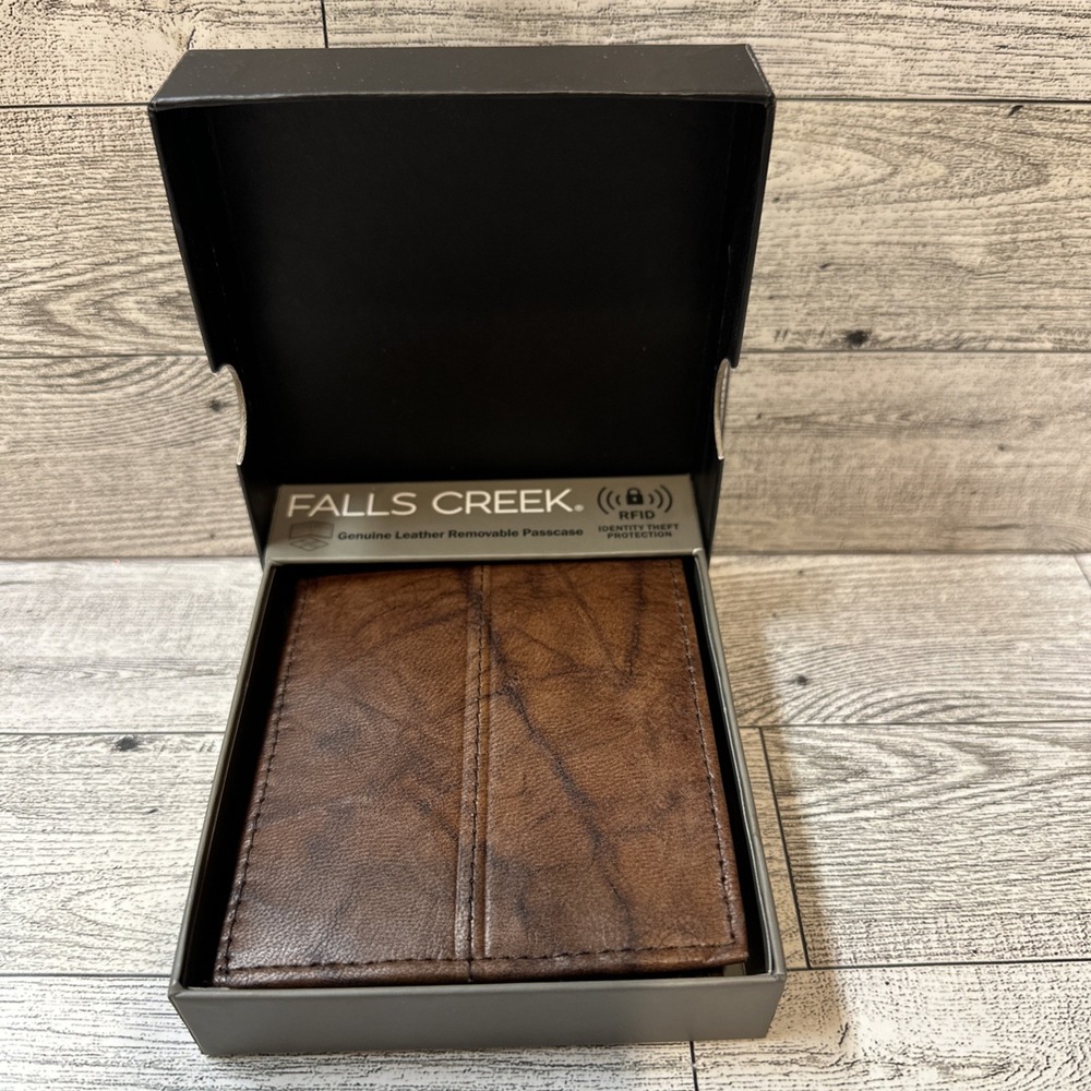 FALLS CREEK Genuine Leather Wallet w/ RFID Insert Brown
